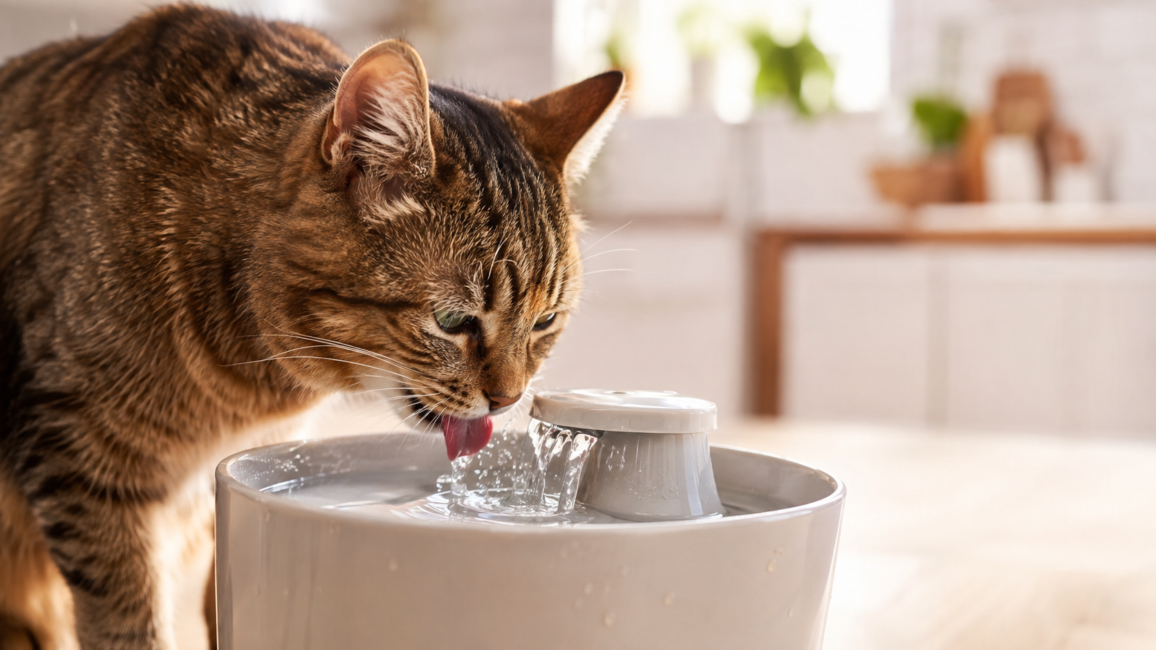 Un gato que no bebe suficiente agua