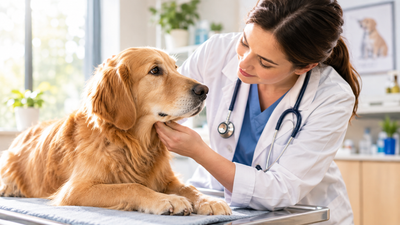 Un perro con miedo al veterinario